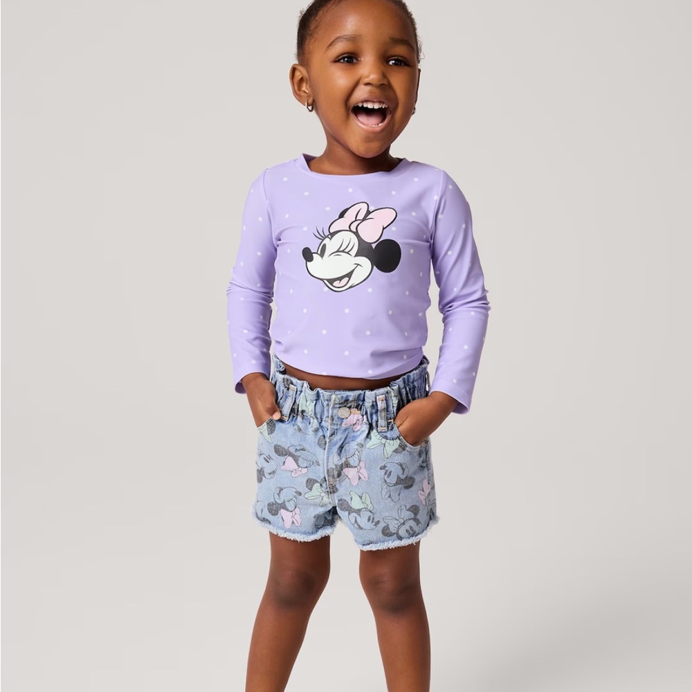 GAP x Disney Minnie Mouse Paperbag Mom Jean Shorts